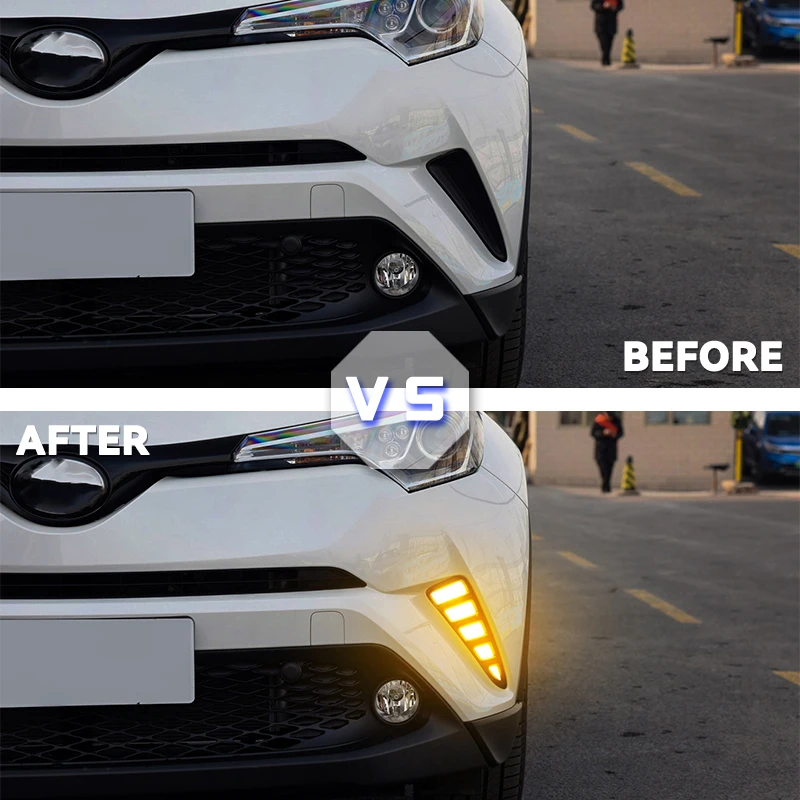 Автомобильный светодиодный дневной ходовой свет для Toyota C-HR CHR 2016 2017 2018 2019 с поворотным сигналом влагозащищенная дневная туманная лампа.