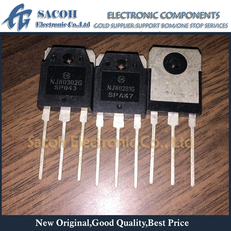 

Original Refurbished 5Pairs(10PCS) NJW0302G NJW0302 0302 + NJW0281G NJW0281 0281 TO-3P 15A 250V NPN + PNP Audio Power Transistor