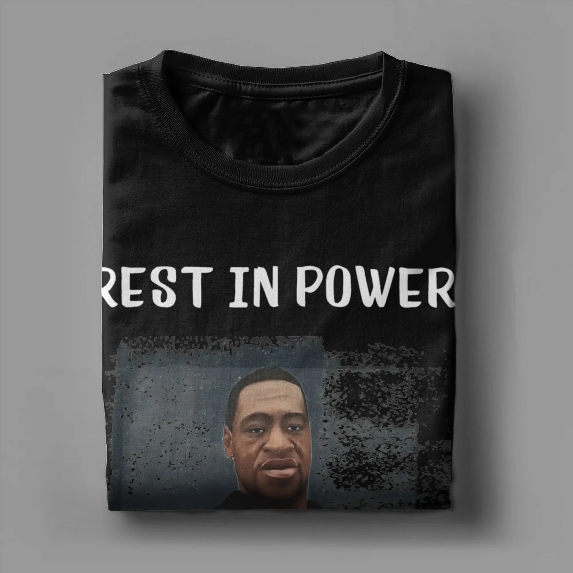 Men's T-Shirts Rest In Power George Floyd Novelty Cotton Tee Shirt Short Sleeve T Shirts Crew Neck Clothing Big Size