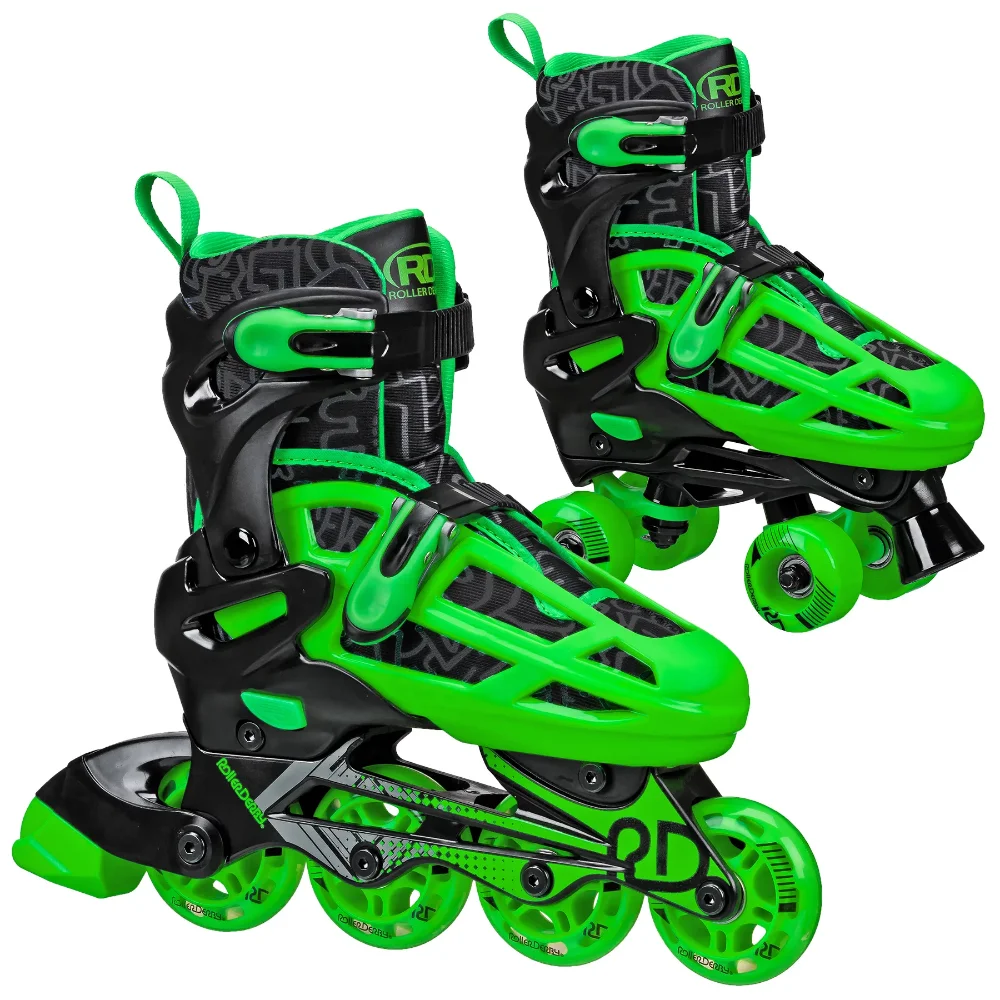 Boys 2-in-1 Roller/Inline Skates, Multiple Sizes and Colors，Roller Skate Shoes