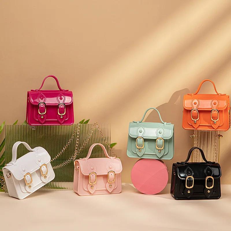 

Mini Jelly Bags Women Fashion Handbags PVC Crossbody Bag Girls Cute Coin Purse Lady Lipstick Wallet Candy Color Small Chain Bag