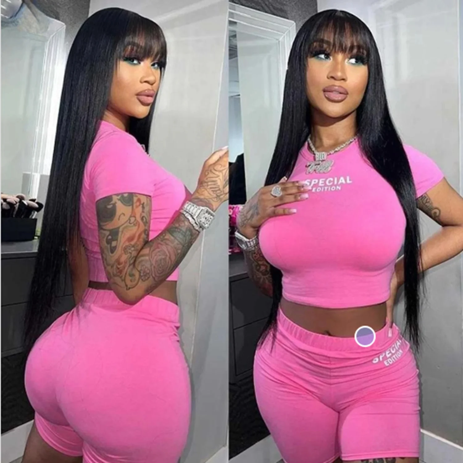 Парики из шелковистых прямых человеческих волос с челкой парики полностью