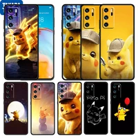 pikachu lovely cartoon for huawei p50 p20 p30 p40 5g p10 pro lite e plus p9 lite mini silicone soft black phone case cover capa