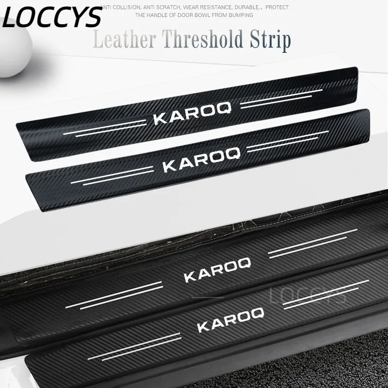 

4Pcs For Skoda Karoq NU7 Car Door Sill Carbon Fiber Leather Protector Stickers Threshold Pedal Protect Decor Decal Accessories