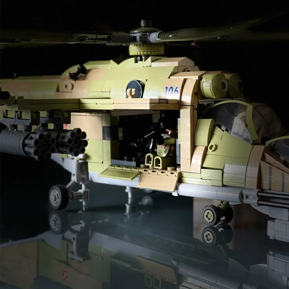 Фото Конструктор Sluban MI-24: Новый военный вертолет, модель современных вооруженных сил, набор для сборки своими руками, кирпичики для детей, игрушка на день рождения №4