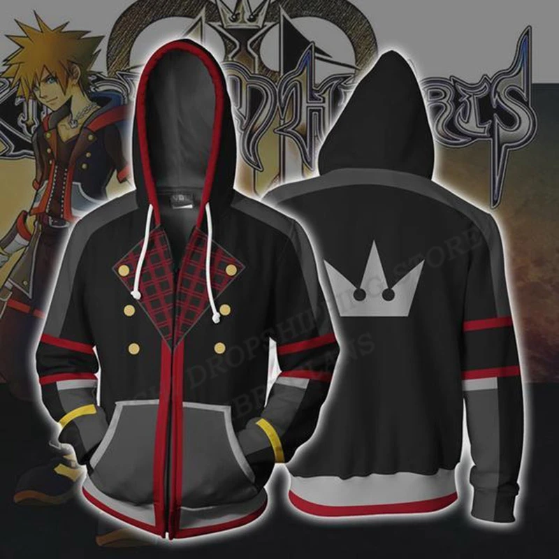 

Zipper Hoodie Men Fashion Kingdom Hearts 3d Print Hoodies Kids Hip Hop Zip Up Hoodie Boy Tracksuit Women Sweats Game1Jacket Coat