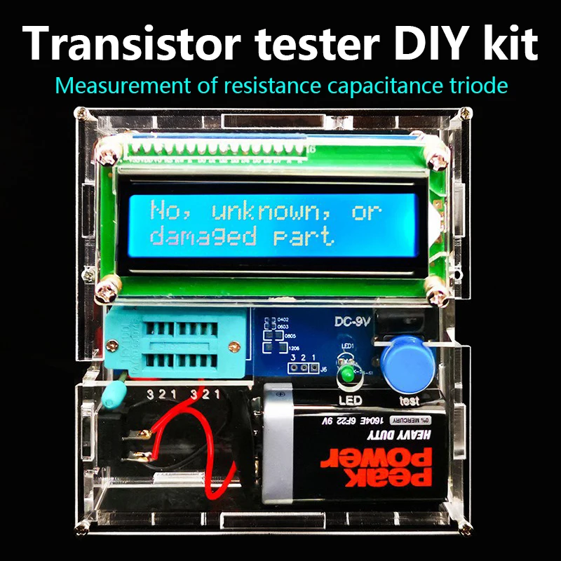 

Transistor Tester Kit Resistance Capacitance Triode Electronic Measurement Replaces Multimeter DIY Assembly Parts