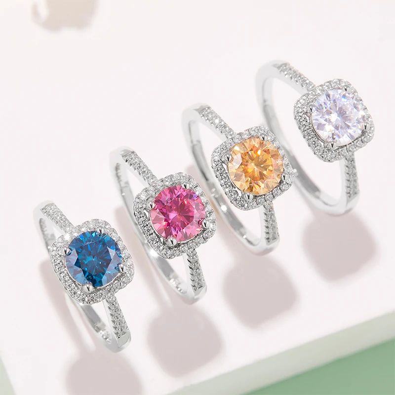 

Женское кольцо из серебра 6,5 пробы, с муассанитом, 925 мм