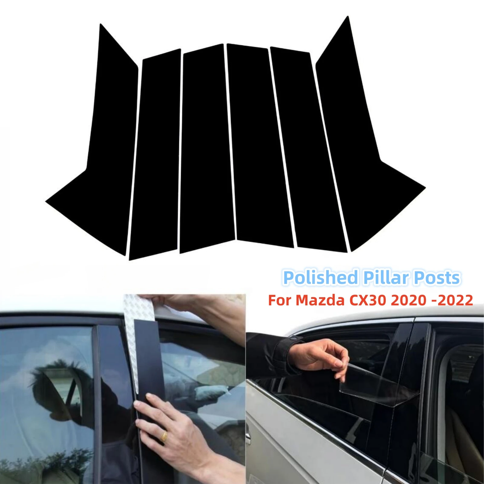 

6pcs Polished Pillar Posts For Mazda CX30 2020-2022 Car Window Pillar Trim Cover BC Column Sticker Pegatinas Para Coche Exterior