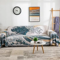 sea wave double side boho knitting blanket for bedroom cotton breathable sofa thread blanket japanese style blanket with tassel