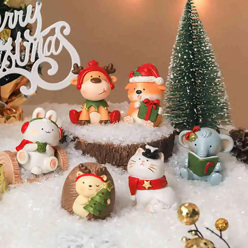 

Christmas Party Family Small Animal Resin Decoration Home Desktop Decoration Christmas Decorative Accessories