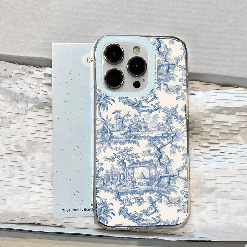 Чехол для Xiaomi 14T Pro Vintage Hand-Drawn Blue Floral Мягкие прозрачные чехлы для телефонов Xiaomi Mi 11 Lite 5G 14 13 12 13T 12T Cover (art.: 3920d0b9a7265) - 3920d0b9a7265