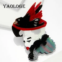 yaologe european american style brooches for women acrylic material cartoon witch pins brooch on bags clothes drop shipping