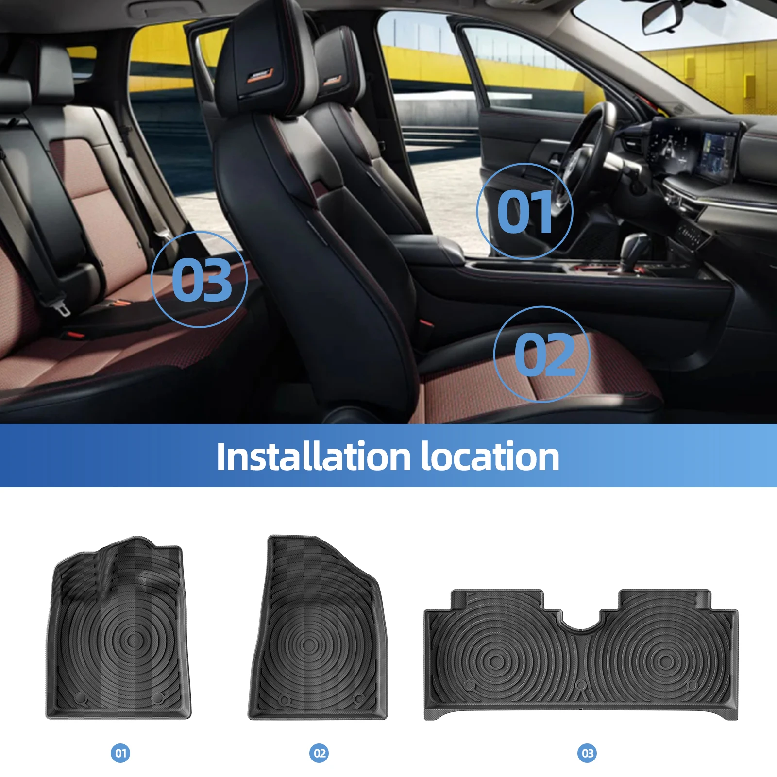 Фото Коврики для пола автомобиля LUCKEASY (для леворульных BYD Dolphin LHD 2024 Glory Edition), вкладыш в багажник, 3D-коврик из TPE, всепогодные №3