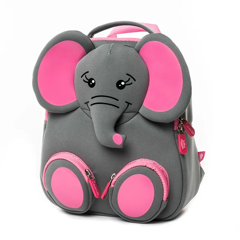 Backpacks for Children 3D Happy Elephant Model School Bags Waterproof Zoo Animals Design Infantil Anti Lost Gift for Toddler Kid