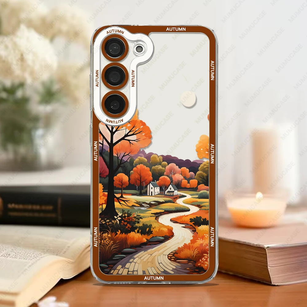 Чехол для телефона с осенним пейзажем Samsung Galaxy S20 S21 S22 S23 S24 FE Plus Ultra A54 A53 A52 A34 5G чехол