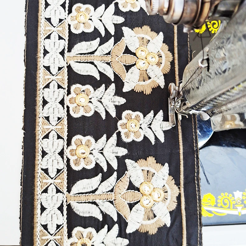 

13.5cm Ethnic Style Flowers Embroidery Lace Webbing Diy Clothing Collar Cuffs Barcode Accessories