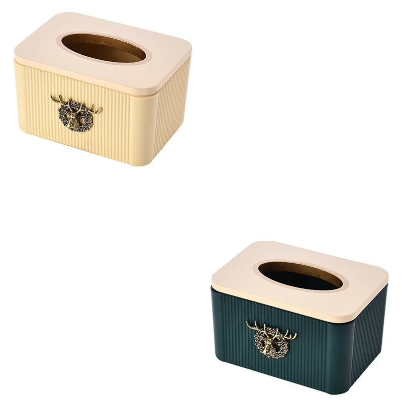 

Nordic Light Luxury Tissue Boxes Retro Stereo Deer Head Tissue Box Napkin Holder For Kitchen Car Tissue Holder