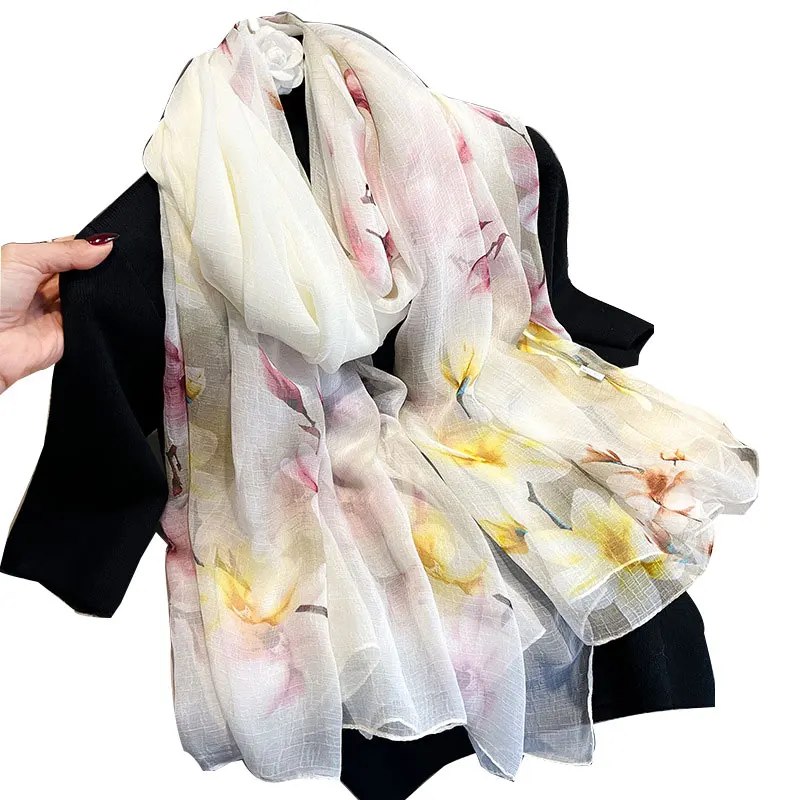 Женский шифоновый шарф модные летние шелковые шарфы шали оверсайз женские