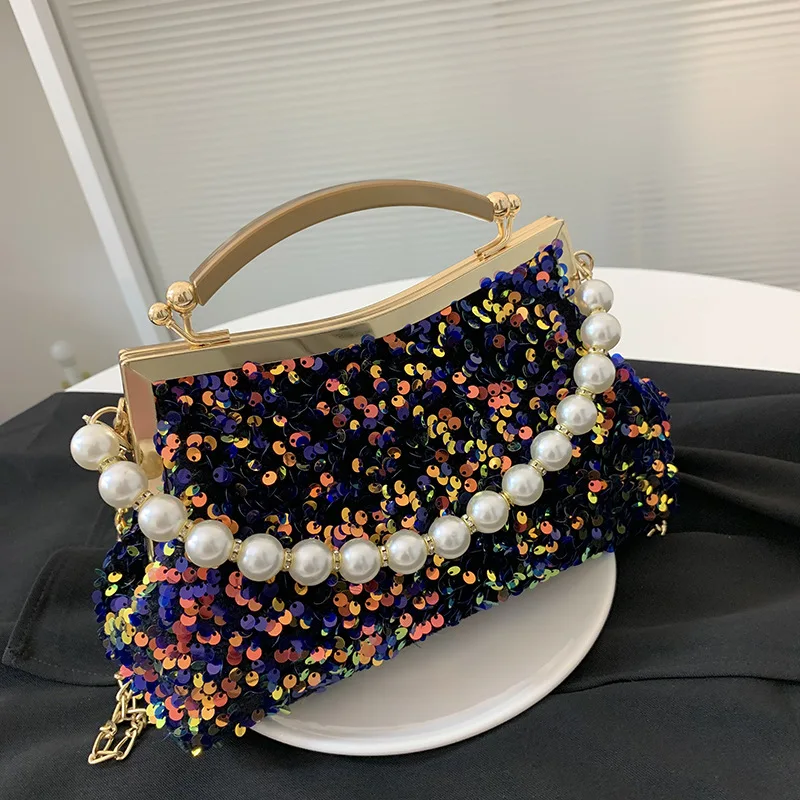 

Вязаные сумки на плечо с жемчужным узором для женщин, женская сумка через плечо с ручкой сверху, новинка 2022, модные повседневные женские сум...