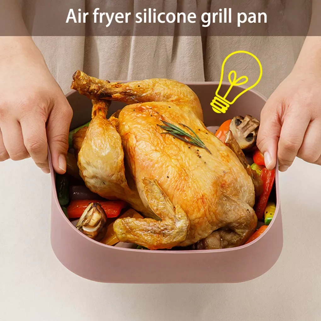 

Kitchen Air Fryer Silicone Pot Oven Baking Basket Fried Chicken Pizza Washable Replacement Cooking Pan Household Cake Food
