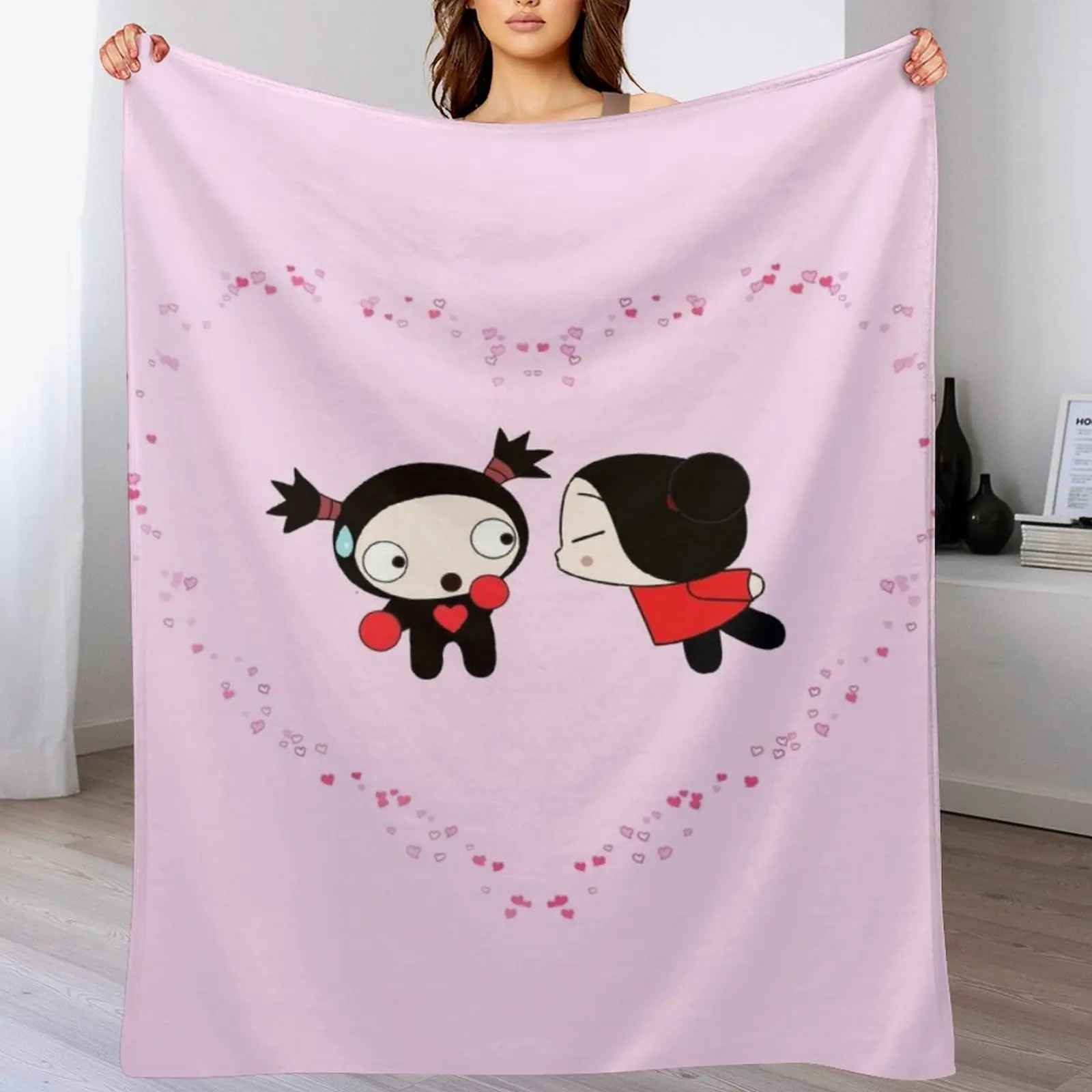 Модное ворсистое очень большое одеяло для манги Pucca Loves Garu