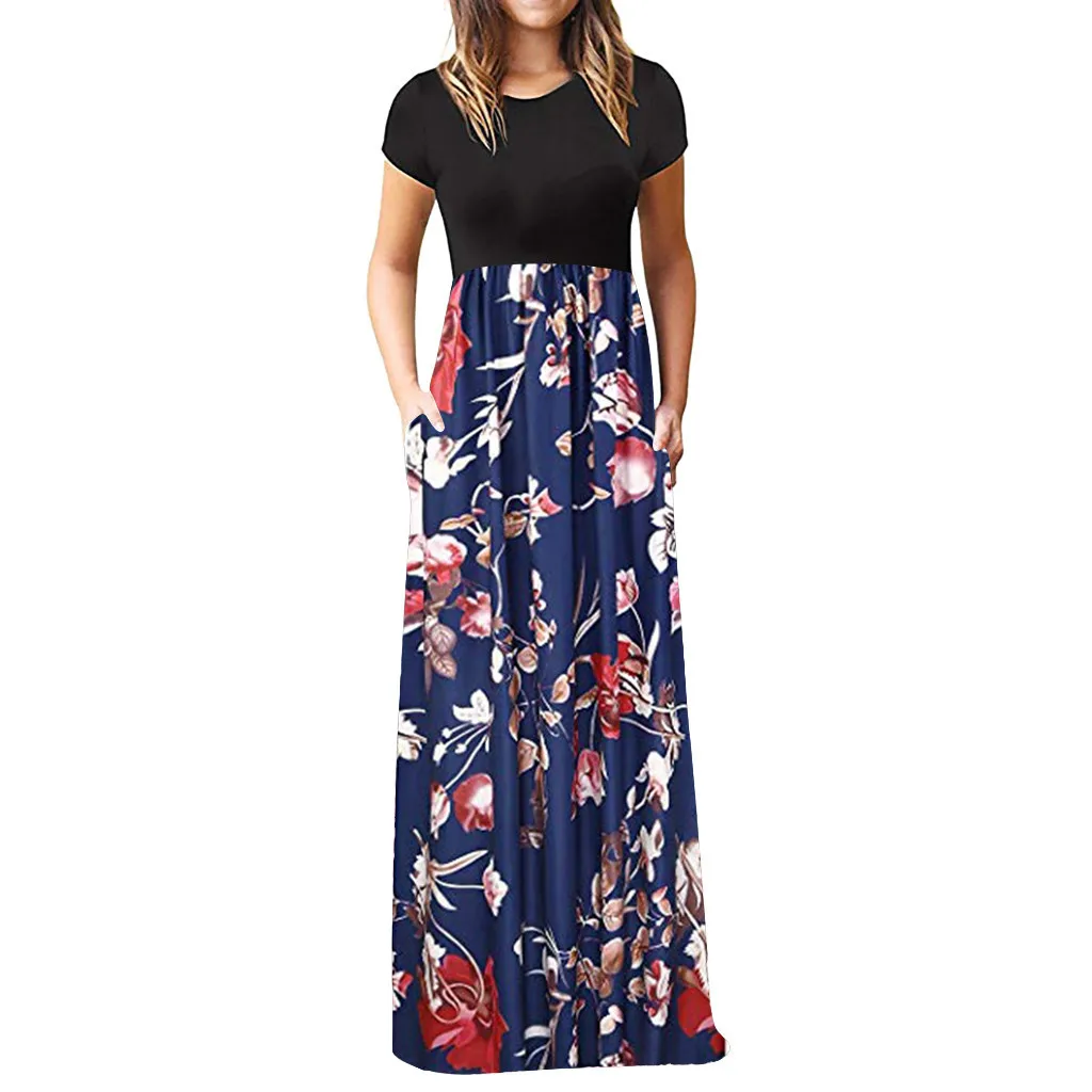 

Tank Long Women's Maxi Print Sleeve Dress Casual O-neck Women's Dress Womens White Dress Womens Cocktail Swing Dress