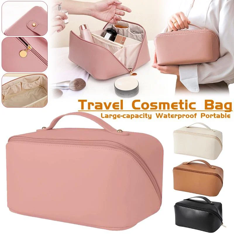 

Large-Capacity Travel Makeup Bag Multifunction Pu Cosmetic Pouch Women Portable Toiletries Organizer Waterproof Bathroom Washbag