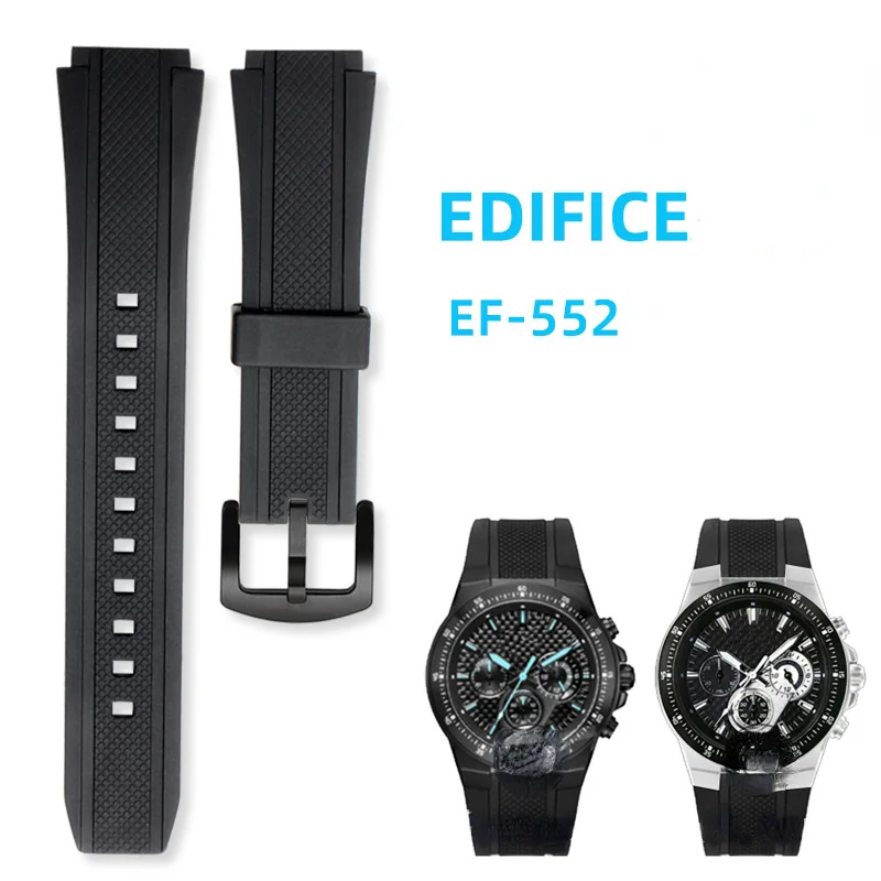 

Silicone Black Strap For Casio EDIFICE Series EF-552PB-1A2 Watchband EF552 Durable Belt Rubber For Men Band Wristband Bracelet