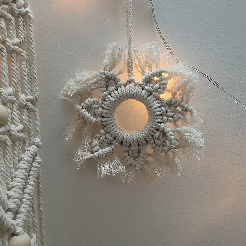 

New Nordic Hand Woven Pentacle Pendants Bohemian Ornament Cotton Wall Hanging Pendant Decorations Macrame Room Decor