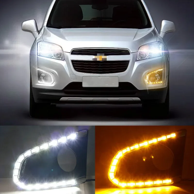ity 2 SZTUKI LED do jazdy dziennej Chevroleta Chevy TRAX 2014 2015 2016 DRL z osłoną świateł przeciwmgielnych kierunkowskazów