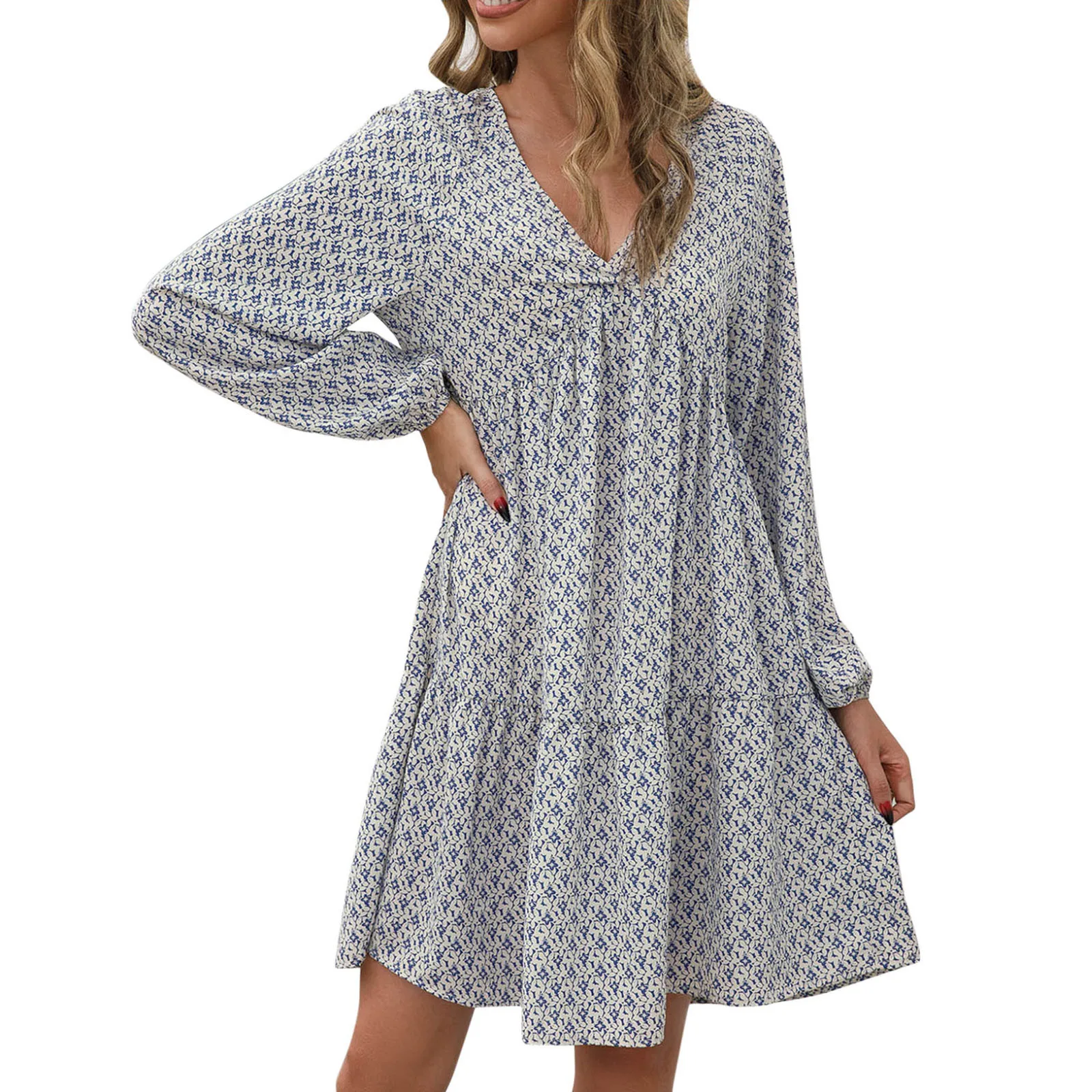 

Женское платье-свитер с V-образным вырезом и длинным рукавом