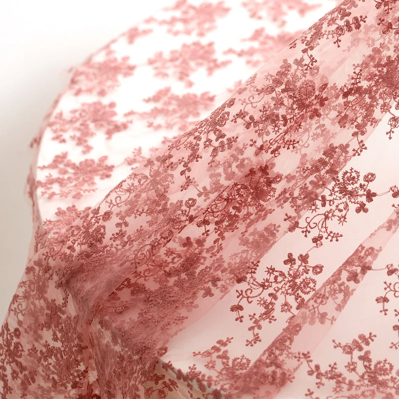 

125x50cm Gauze Cloth Embroidery Soft Veil Lace Fabric Wedding Cheongsam Clothing Skirt Fabric Background Fabric