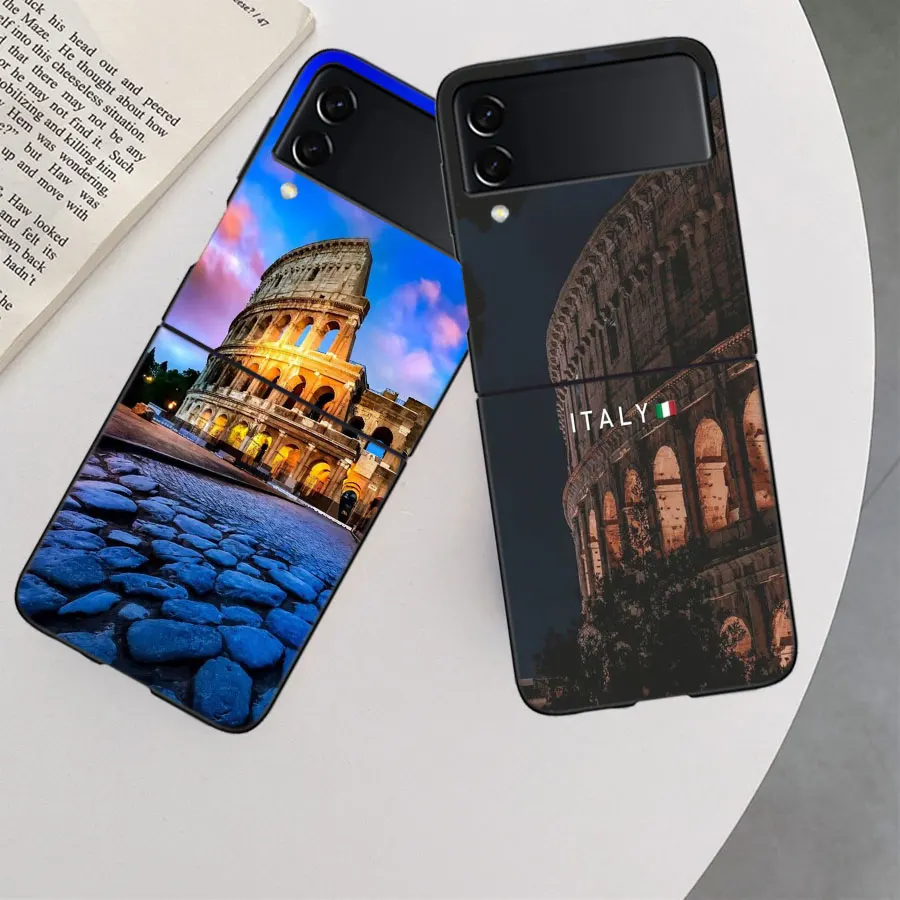 Чехол Colosseum Rome Italy для Samsung Galaxy Z Flip 6 5G 5 4 3 черный жесткий чехол сотового телефона