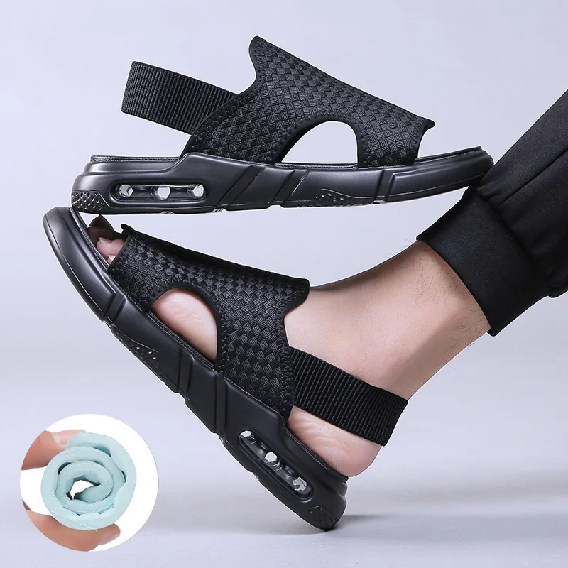 

Black Sandals for Men Beach Mens Shoes Breathable Outdoor 2023 Male Sandals Antiskid Casual Fashion Man Shoe Summer Sandalias