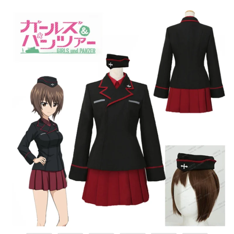 

Anime Girls Und Panzer Maho Nishizumi Cosplay Costume with Hat Uniforms Halloween Costumes Suits Outfit for Adult Custom Made