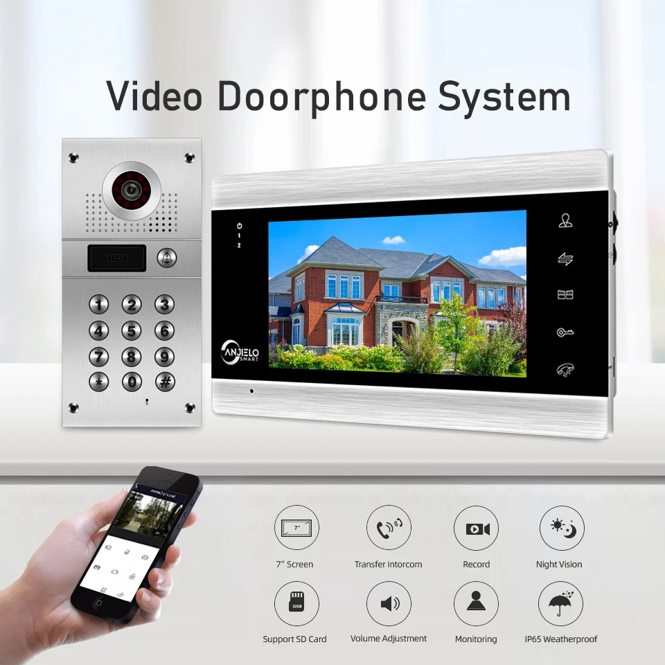960P Video Door Phone Intercom 7” LCD Screen Home Two-way Talk Motion Detection Tuya Smart APP Remote Control Apartment Security enlarge