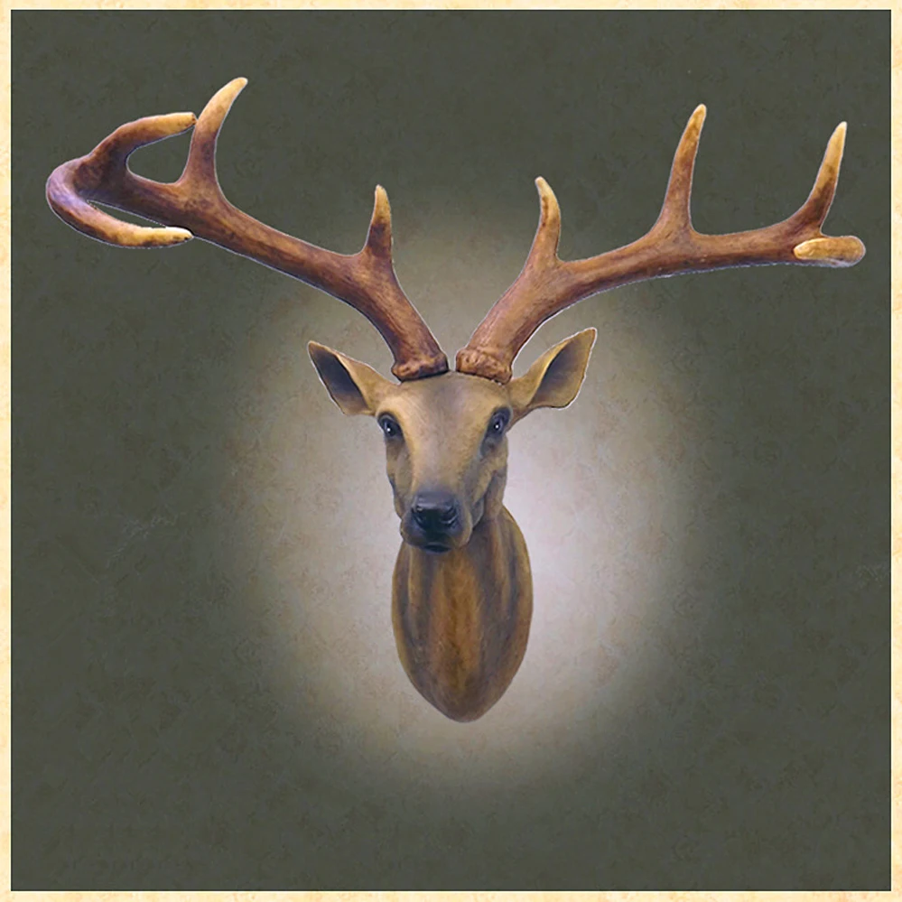 

New DIY Animal Deer Head Art Model Vintage Antlers Creative Home Decoration Resin Crafts Deer Head Home Office Wall Mount Hot