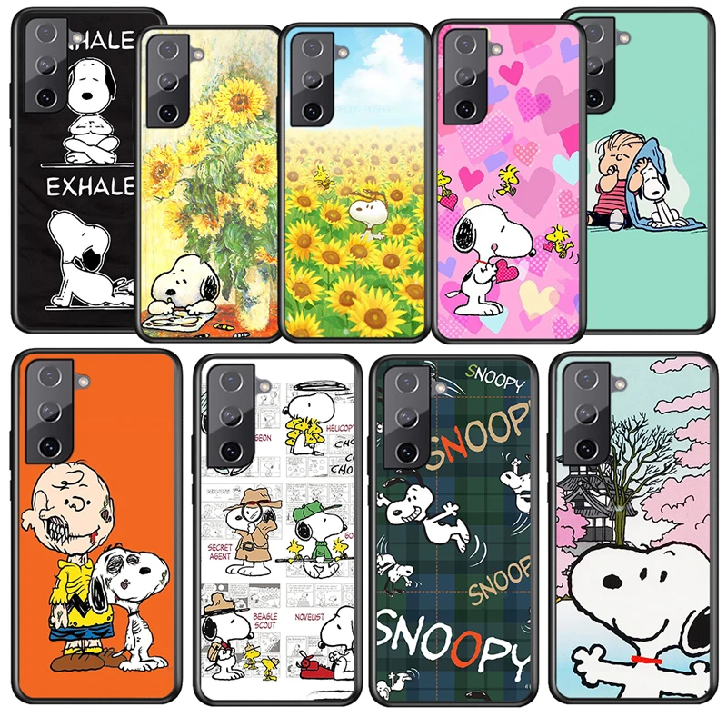 

Charlie Snoopy Friends For Samsung Galaxy S22 S21 S20 Ultra Plus Pro S10 S9 S8 S7 4G 5G Soft Black Phone Case Funda Coque