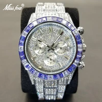 missfox ice out watches for men luxury full diamond calendar quartz wristwatch hip hop fashion waterproof relogio masculino 2022