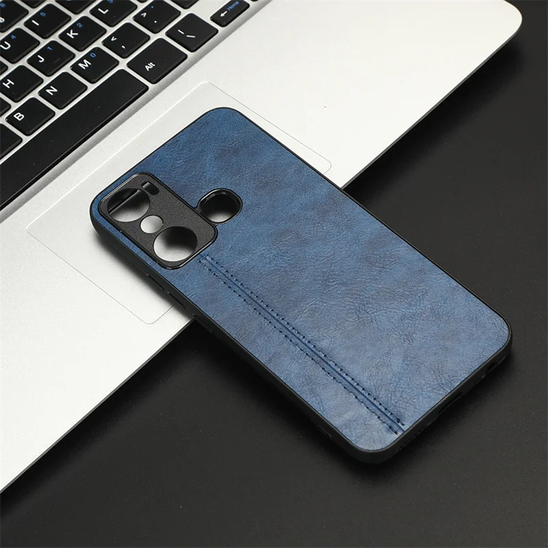 

For Infinix Hot 20i X665E Case Suture Calfskin Soft Edge PU Leather Hard Phone Bag Cover For Infinix Hot 20i X665E Back Case