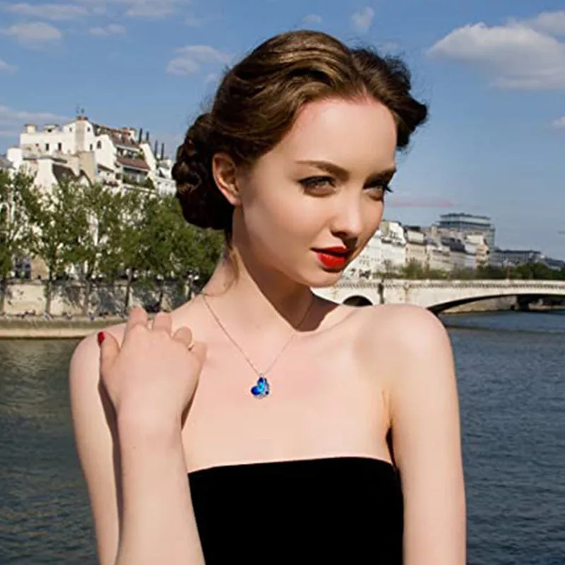 Океанская Сердце Синего металлического ожерелья для женщин с подвеской из стразов, характером зрелости и умением участия в банкете ювелирных изделий для подарка девушкам гостям.