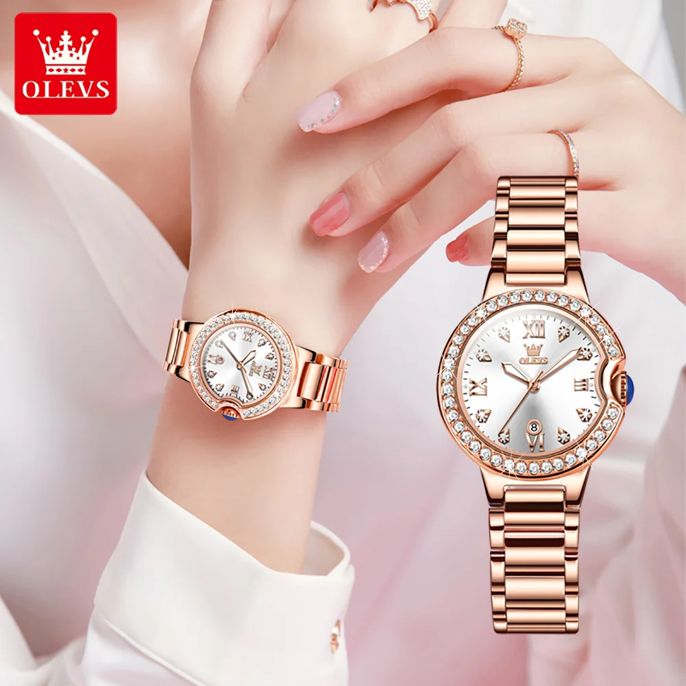 OLEVS Top Brand Luxury Women Quartz Watches Ladies Wristwatch Stainless Steel Watches Bracelets For Female Gift Clock enlarge