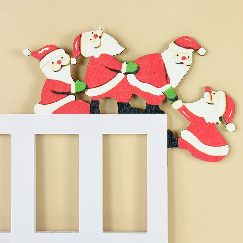 

Creative Christmas Door Frame Decoration Funny Elk Santa Claus Wooden Pendant Wood Trim Xmas Tree Home Door Decor New Year Gifts