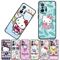 anime girls hello kitty for xiaomi 12 12x 11 11t 10t mi 9t ultra pro lite tpu soft silicone black phone case cover fundas coque