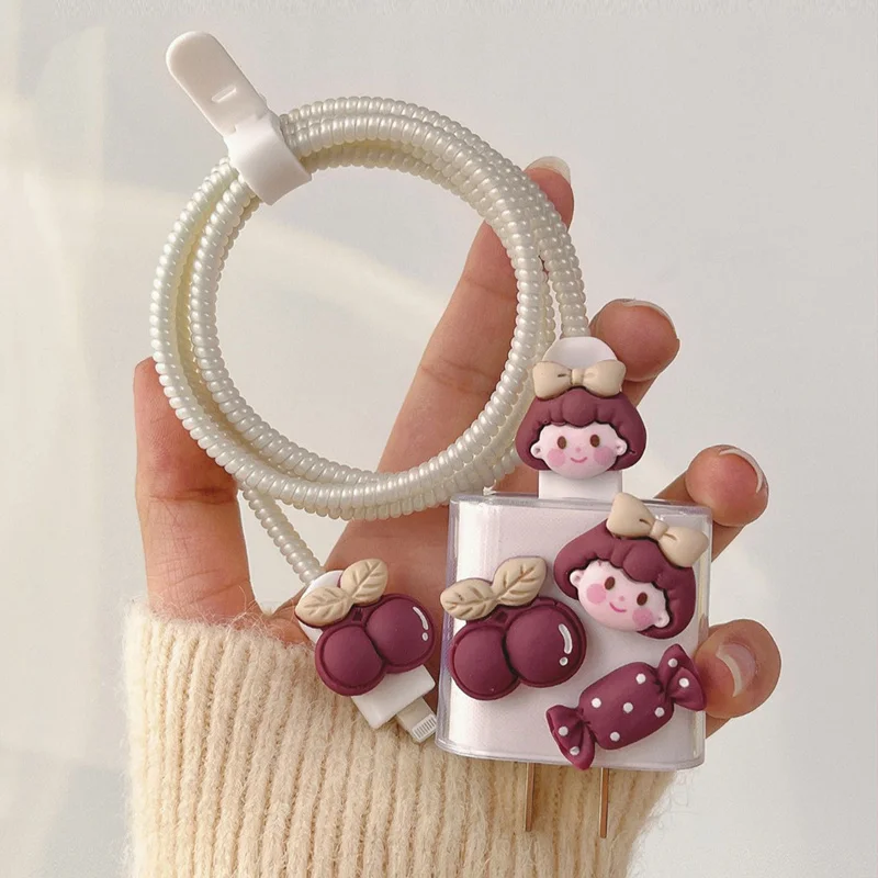 

Прозрачный силиконовый защитный чехол с милой мультяшной девочкой вишни для IPhone 11 12 13 18 Вт-20 Вт защитный чехол для быстрой зарядки