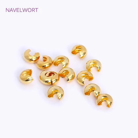 Открытые обжимные бусины NAVELWORT 18K позолоченные