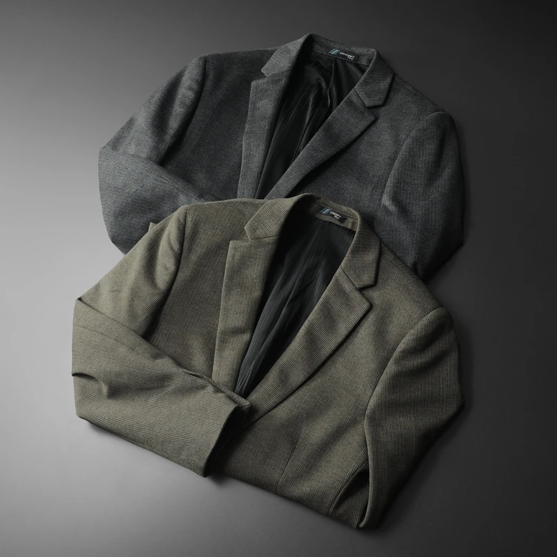 Вельветовые пиджаки премиум-класса для мужчин модные повседневные костюмы