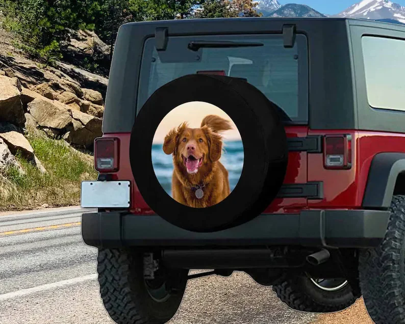 

Custom Photo Tire Cover, Personalized Tire Cover with Dog Photo, Car Spare Tire Decoration, Birthday Gift for Boyfriend, Father'