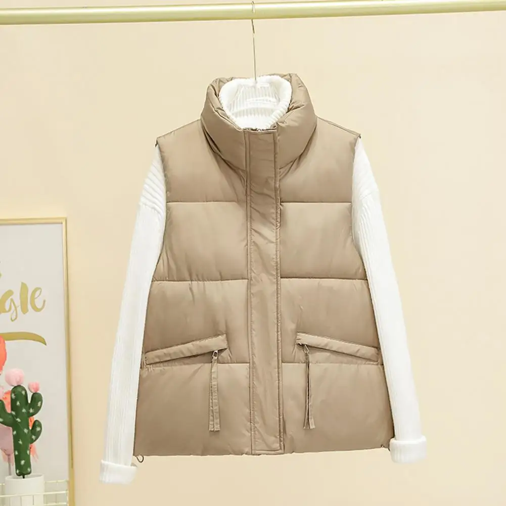

Women Thick Vest Coat Cozy Women's Winter Waistcoat Padded Warm Sleeveless Coat with Windproof Design Turn-down Collar for Cold